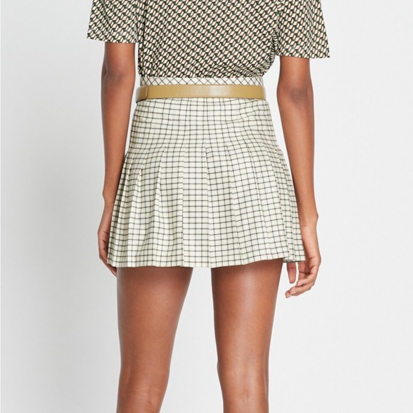 Tory Burch Black and Cream Grid Mini Skirt - Picture 2 of 6